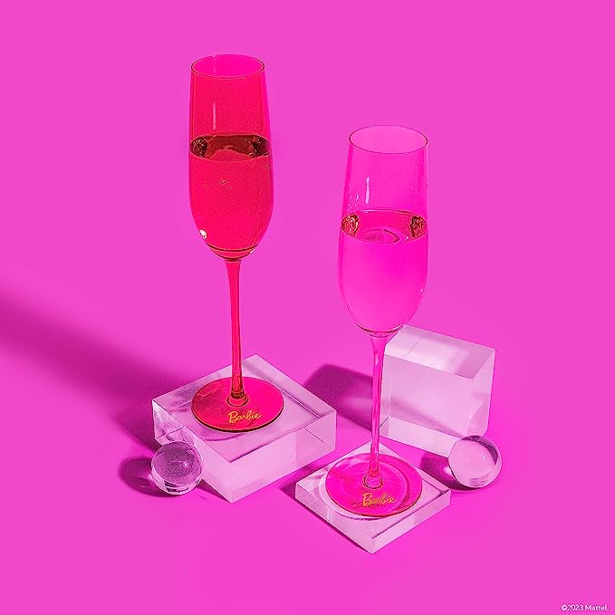 come on barbie let's go party with these hot pink champagne flutes