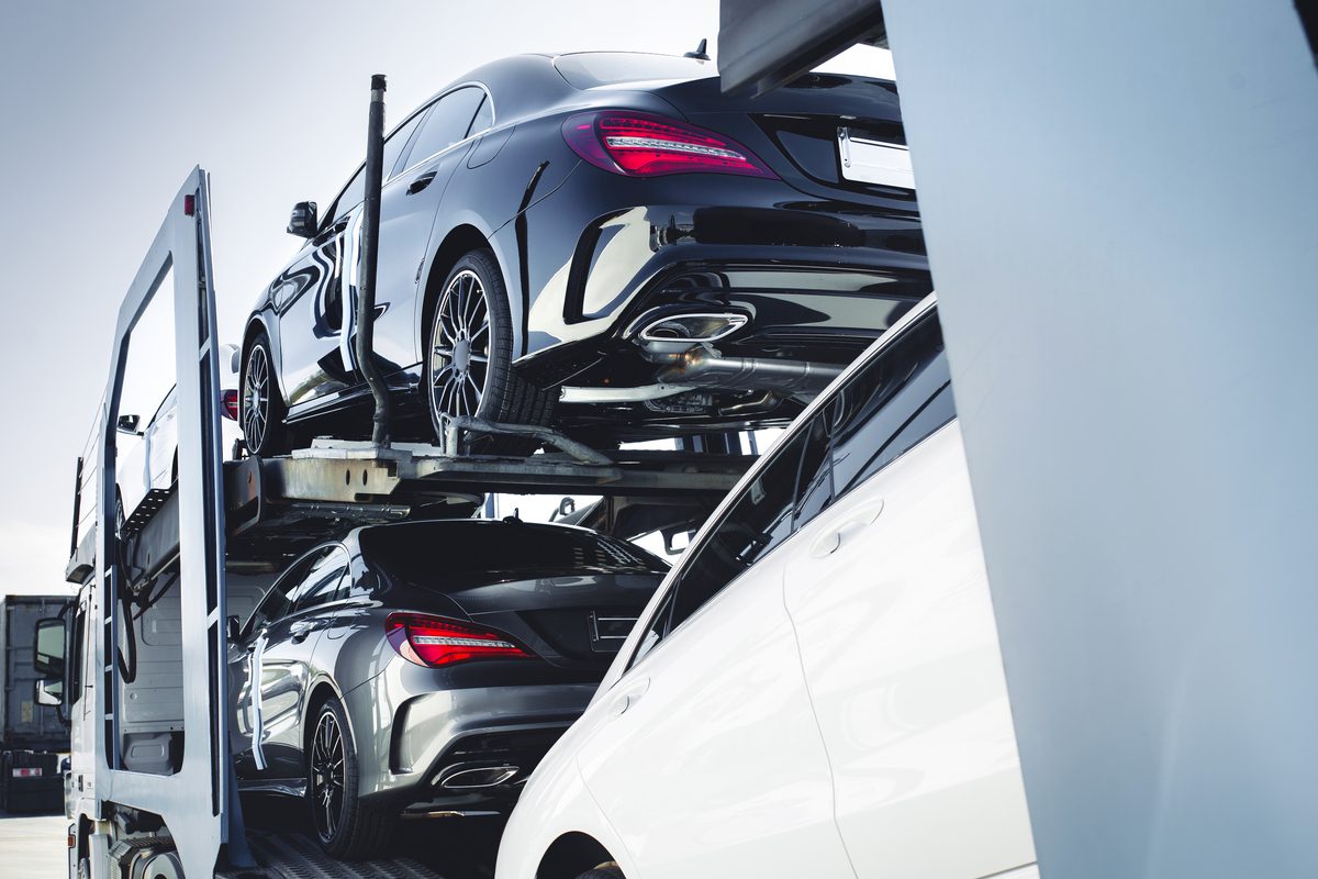 cars on a car carrier
