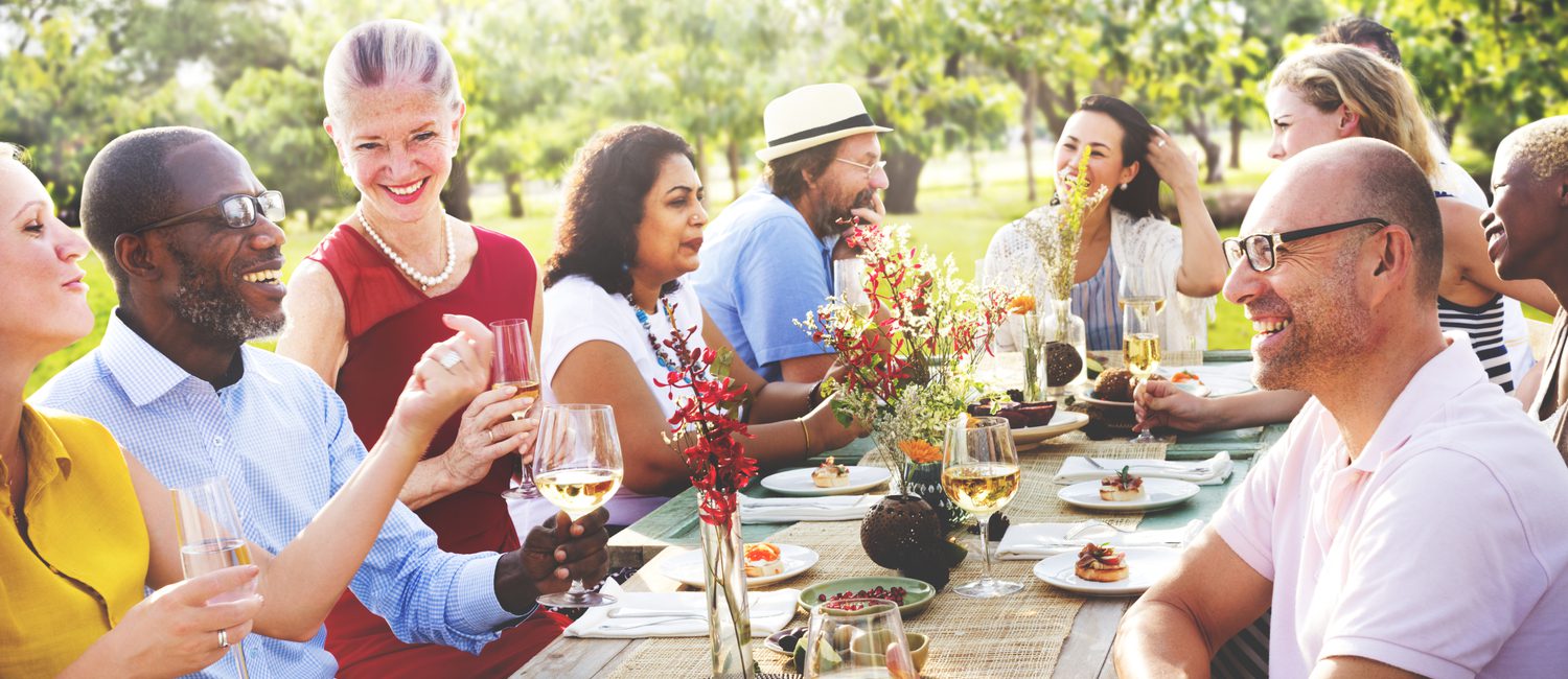 neighbors having a meal together