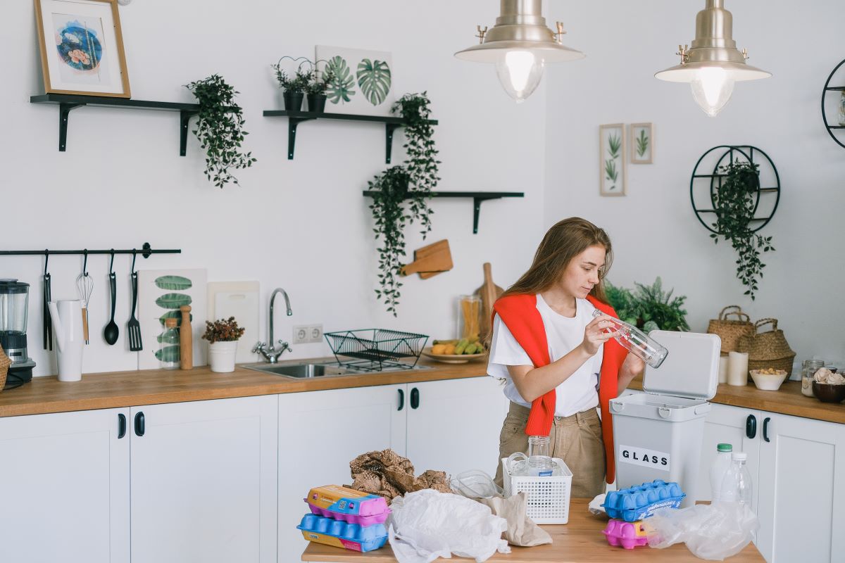 One of the best kitchen cabinet organization ideas is adding clear food storage containers that fit side by side.