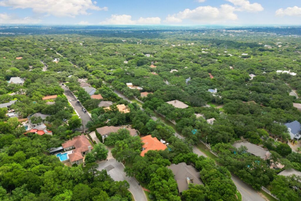Drone view of suburban homes in beautiful Converse, Texas