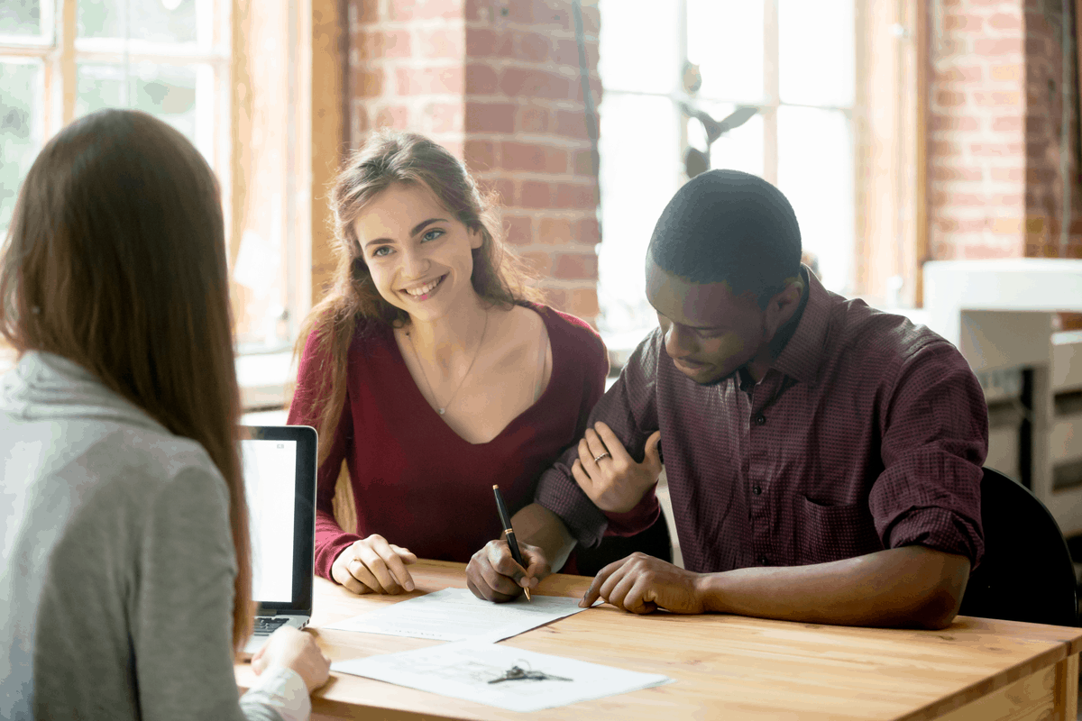 Reviewing and signing a lease.